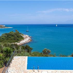 7 bedroom seafront luxury villa with pool & jacuzzi, near Acharavi, sleeps 14-15